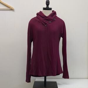 AXIS Burgundy Buttoned Long Sleeve Top size small